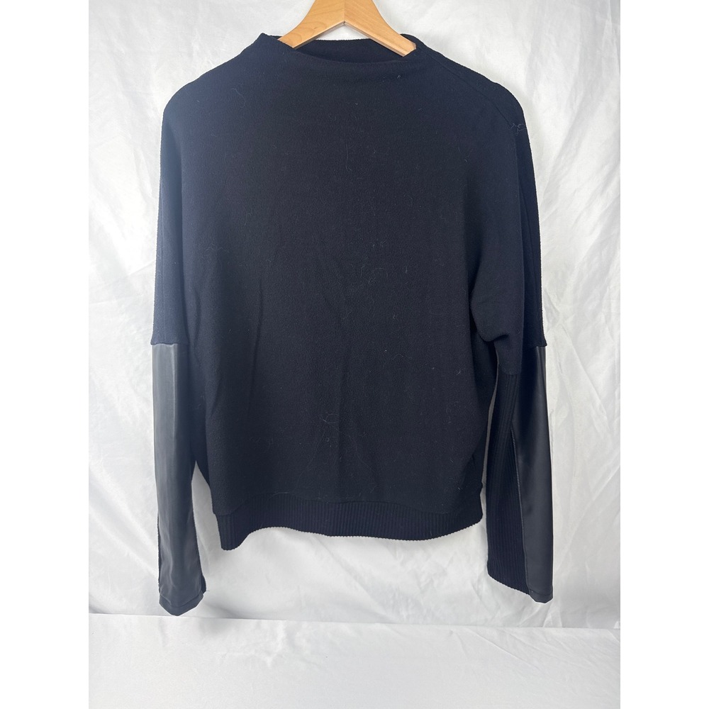 Express M Black Sweater Faux Leather Sleeve Panel Pullover Top